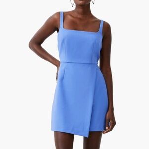 French Connection Whisper Faux Wrap Minidress in Baja Blue Size 0